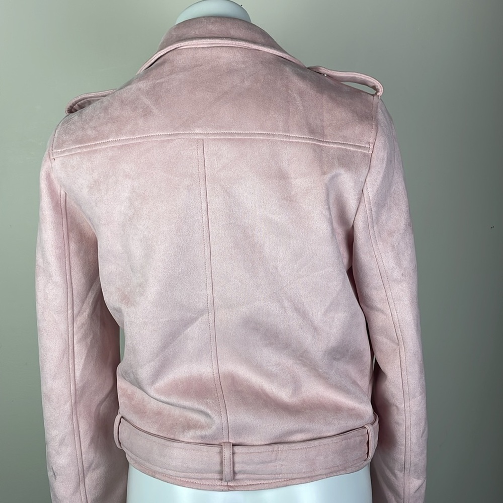 Faux Suede Zip Front Moto Jacket - Picture 7 of 8